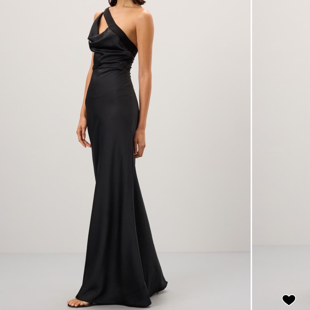 Black one shoulder Herve Leger Bias Asymmetrical Gown